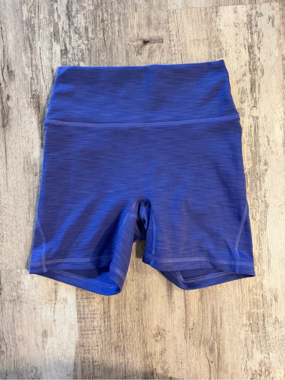 Fleo High-Waist Bike Shorts No Front Seam - Ribbed Blue/Purple Size Extra Small